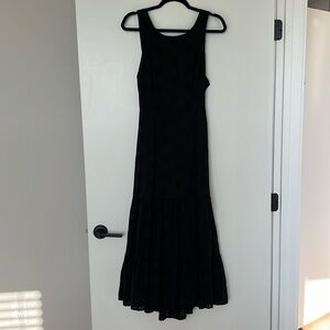 Black Bardot eyelet midi dress